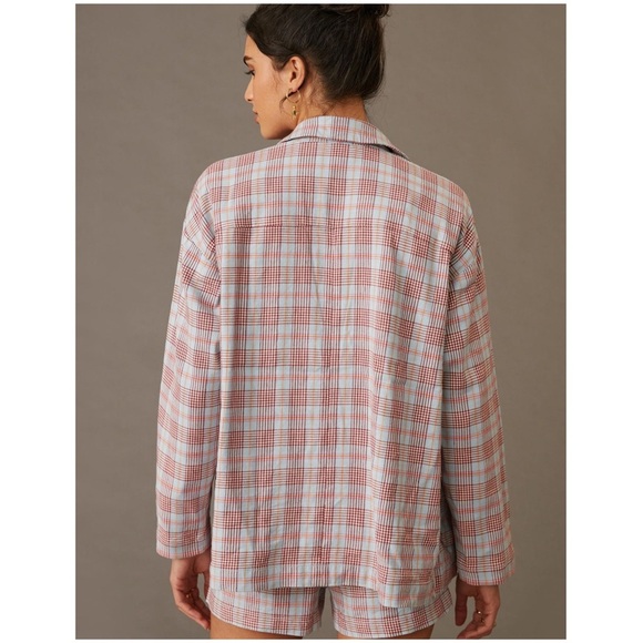 Anthropologie Pilcro Relaxed Blazer Jacket NEW Red Blue Plaid ANTHRO NWT - Picture 2 of 6